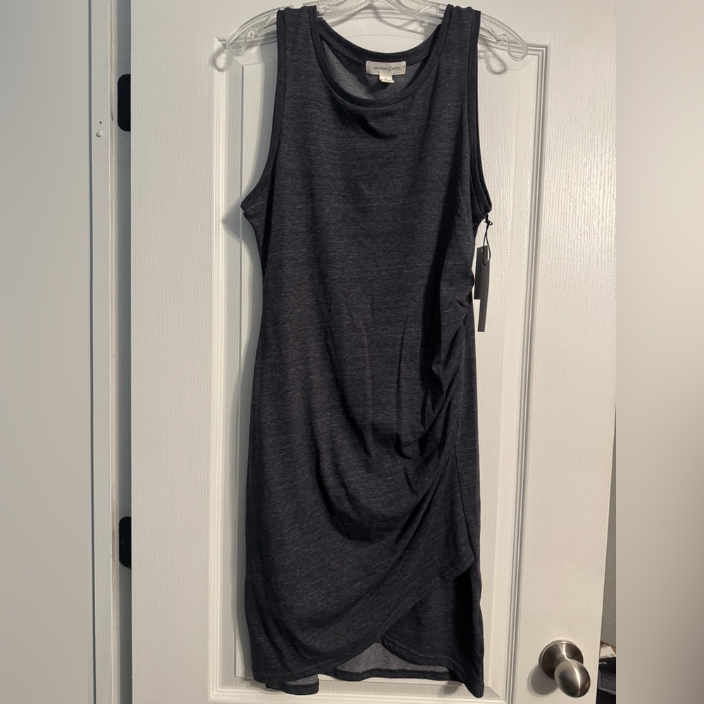 Treasure & Bond Charcoal Sleeveless Draped Midi Dress